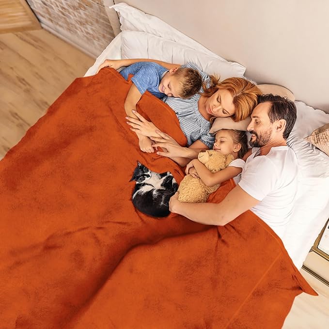 Big Oversized Soft Blanket, Giant California King Warm Blanket for Whole Family, Bed, Sofa, Couch, Travel, Camping 120x120 Orange