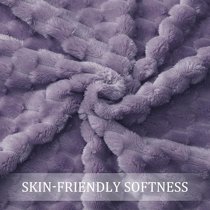 Exclusivo Mezcla Fleece Throw Blanket for Couch, Extra Large Fuzzy Grayish Purple Bed Blankets, Soft Cozy Plush Sofa Throws for All Seasons, 50x70 Inches