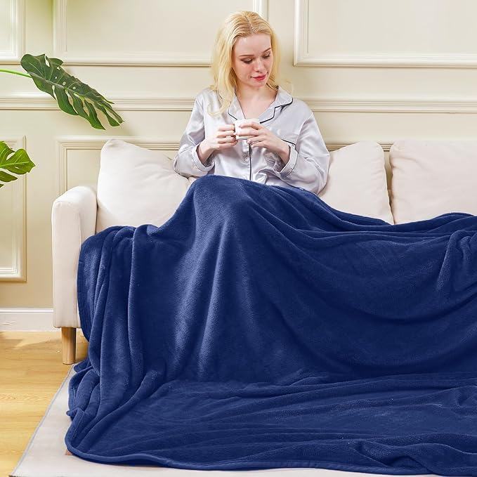 Flannel Fleece Summer Blanket All Season Lightweight Throw for The Bed Extra Soft Brush Fabric Winter Warm Sofa Blanket Twin Royal Blue