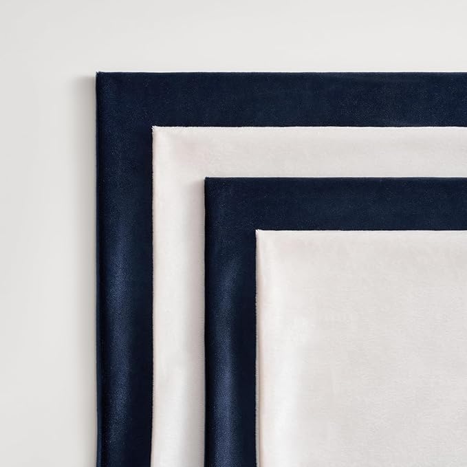 GIGIZAZA Decorative Velvet Pillow Covers - 18x18 Throw Pillows Soft Navy Blue Beige Covers Accent for Couch Living Room Bed Square Modern Luxury Cushion Covers Home Decor Set of 4