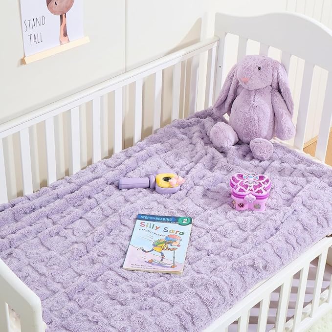 Belle Bow Baby Blanket 30x40 – Ultra Soft Fleece Bow Blanket for Gender Reveal, Cozy Baby & Pet Stroller Blanket for Newborn Infant Toddler (Lavender)