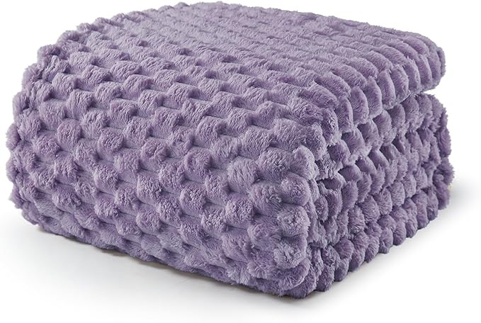 Exclusivo Mezcla Fleece Twin Blanket for Bed, Extra Large Fuzzy Grayish Purple Bed Blankets, Soft Cozy Plush Sofa Throws for All Seasons, 60x80 Inches