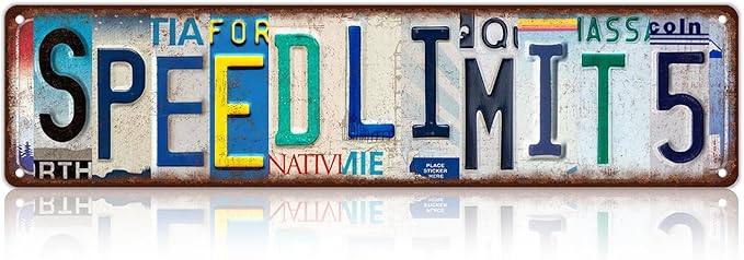 Vintage Speed Limit 5 Street Sign Wall Decor Metal Tin Signs for Bar Home Bedroom Garage