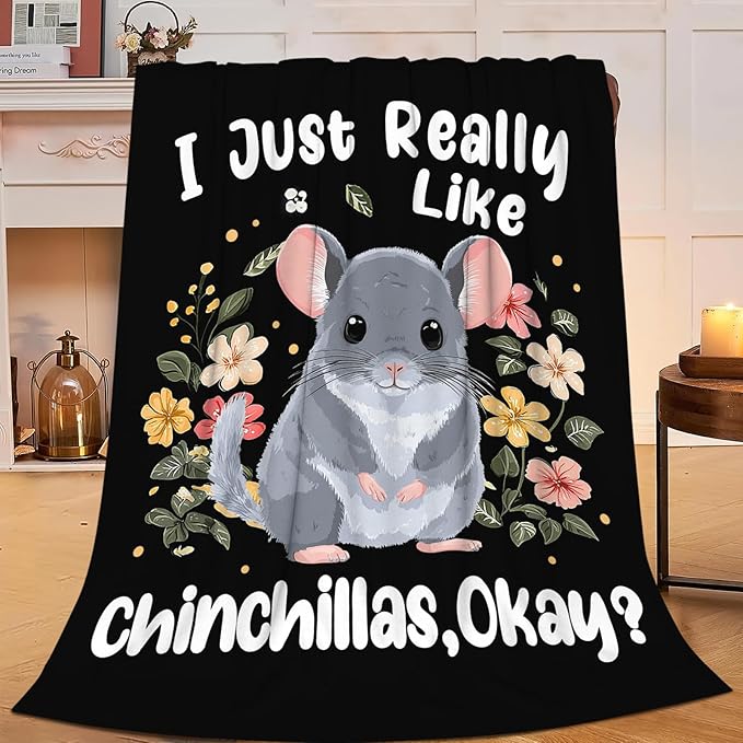 Chinchilla Blanket for Girls Women Boys Men Adults Kids Soft Cozy Fleece Chinchilla Throw Blankets Gifts Warm Flannel Plush Lightweight Decor for Couch Bed Sofa 80"X60"