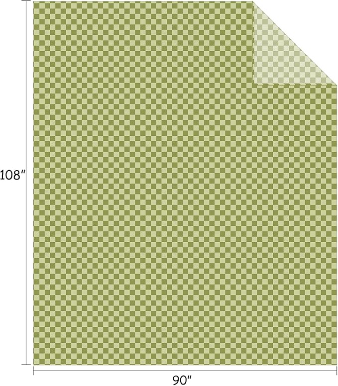 FY FIBER HOUSE Checkered Flannel Fleece Throw Blanket King Size Soft Cozy Checkerboard Grid Print Chessboard Pattern Blankets for Bed Couch Sofa, 90"x108", Sage Green