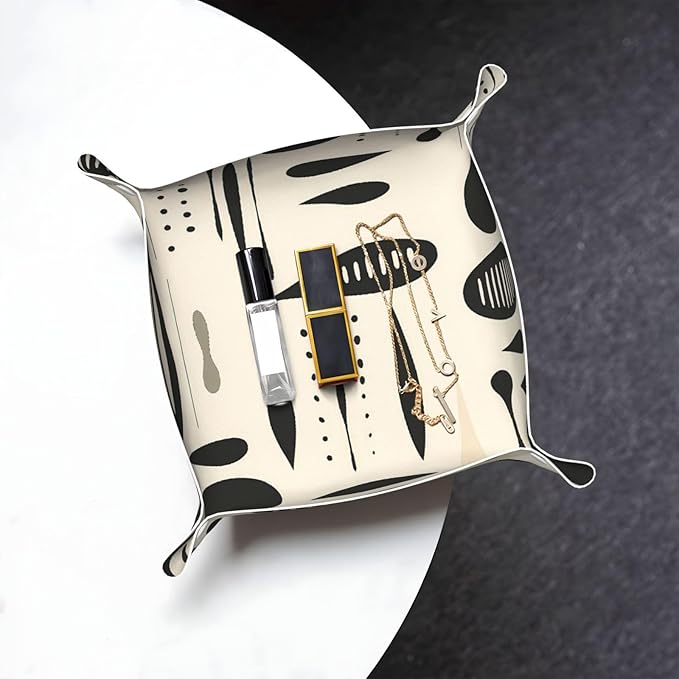 Modern Abstract Painting Tray Men's Leather Valet Parking Portable Entrance Trays Bedside Storage Box