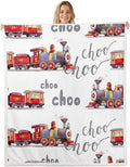 Train Plush Blanket Throw Equipment Trucks Fleece Bed Blanket Construction Vehicle Tractor Sherpa Blanket For Kids Boys Bedroom Decor Cartoon Watercolor Fuzzy Blanket Sofa Decor Queen 90"x90"