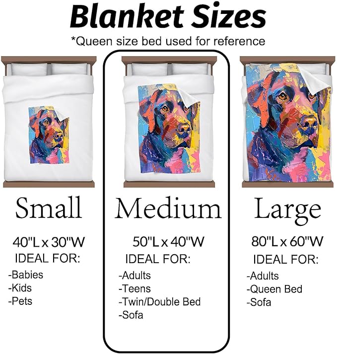 Labrador Retriever Blanket Colorful Abstract Artistic Dog Throw Blankets Lightweight Flannel Puppy Throws for Camping Couch Chair Office Bed Home Decor Gifts for Pet Lover,60x50inch