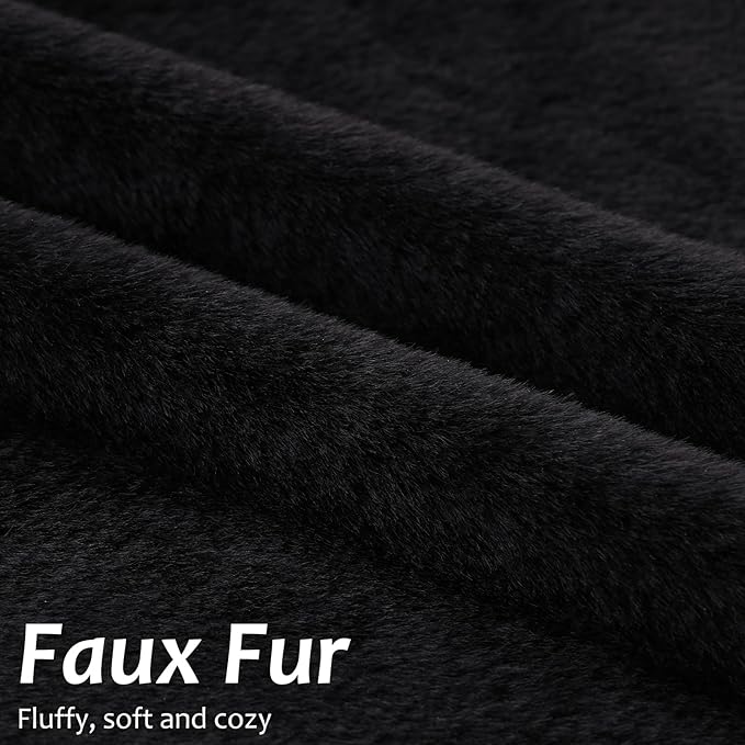Pallene Faux Fur Plush Throw Pillow Covers 22x22 Set of 2, Luxury Soft Fluffy Cozy Decorative Pillow Covers for Sofa, Couch, Living Room, Black