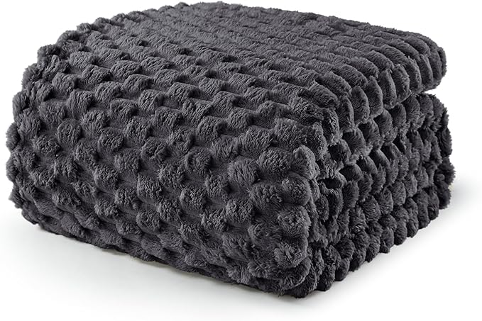 Exclusivo Mezcla Fleece King Blanket for Bed, Extra Large Fuzzy Dark Grey Bed Blankets, Soft Cozy Plush Sofa Throws for All Seasons, 90x104 Inches