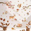 HLNIUC Autumn Forest Animal Double Sided Wall Decal(35”x24”) Cute Deer Rabbit Squirrel Cartoon Wall Sticker,Fall Maple Leaf Forest Theme Art Decal,Fall Jungle Animals for Kids Room Nursery