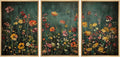 MUDECOR Framed Wall Art Print Set Vintage Wildflower Meadow with Colorful Blooms Illustrations Modern Art Boho Decorative Colorful Chic for Living Room, Bedroom, Office - 24"x36"x3 Natural
