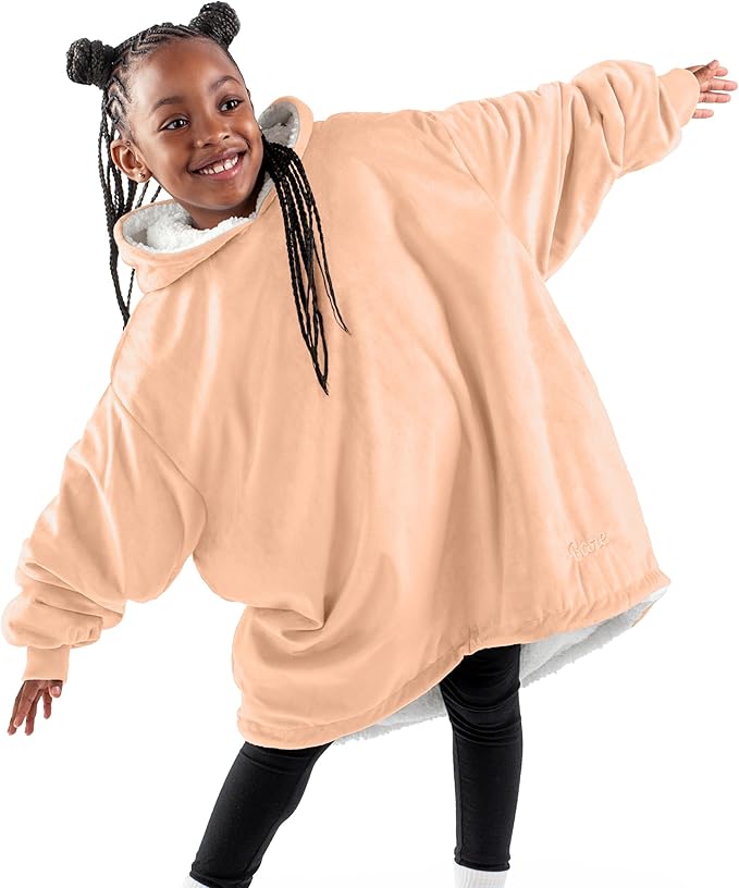 Bare Home Wearable Blanket Hoodie - Soft Plush Sherpa - Warm and Cozy - Oversized Wearable Blanket - Adult & Kid Sizes