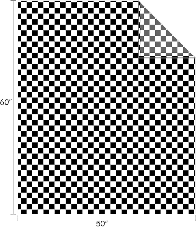 FY FIBER HOUSE Black and White Checkered Throw Blanket for Couch Soft Cozy Checker Blankets, 50"x60"