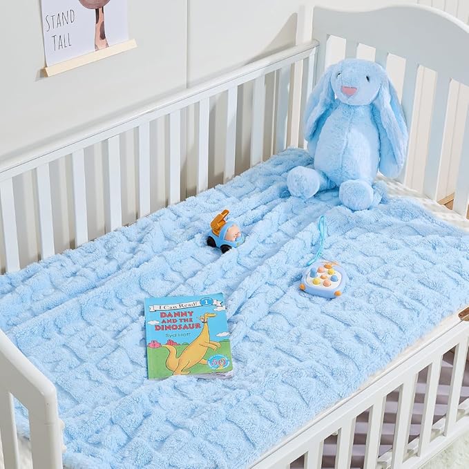 Belle Bow Baby Blanket 30x40 – Ultra Soft Fleece Bow Blanket, Cozy Crib Stroller & Pet Stroller Blanket for Baby Boy & Small Pets, (Baby Blue)