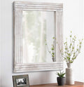 Wall Mirror Rustic Wooden Frame Rectangle Mirror Vintage Hanging Mirror for Bedroom Bathroom Living Room Farmhouse Wall Decor Large 26" x 18"