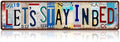 Vintage Let's Stay In Bed Wall Decor Bedroom Street Signs Metal Tin Signs 16 x 4 Inches