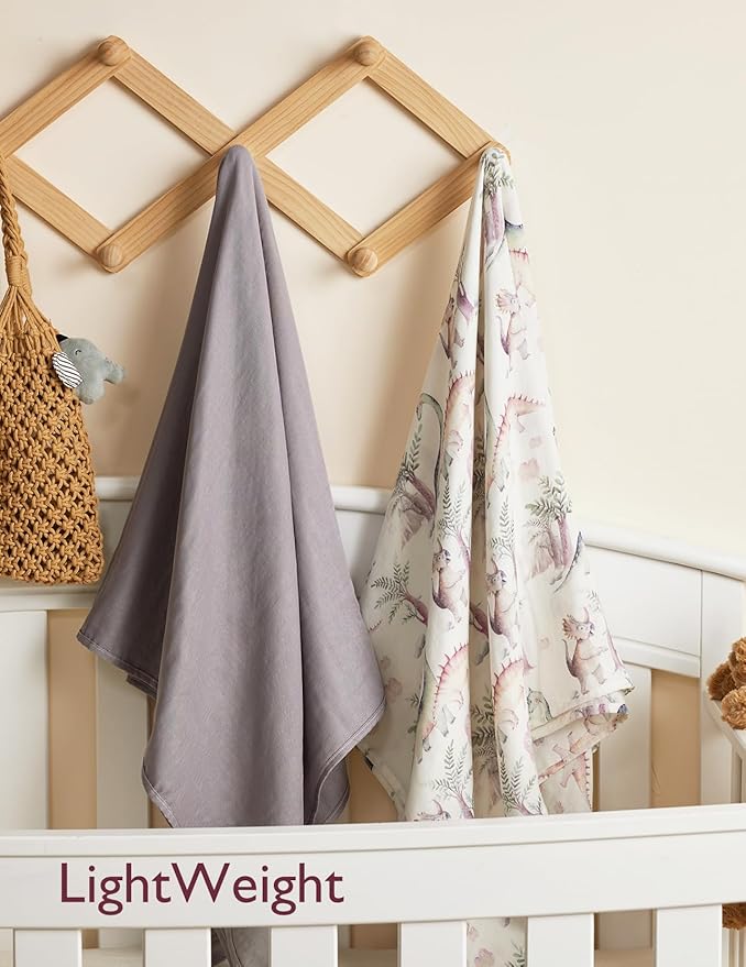 Momcozy Muslin Swaddle Blankets, Breathable and Skin-Friendly Muslin Swaddle, Baby Wraps Shower Gifts & Baby Registry Essentials, Large 47"x47", Jungle Dinosaur