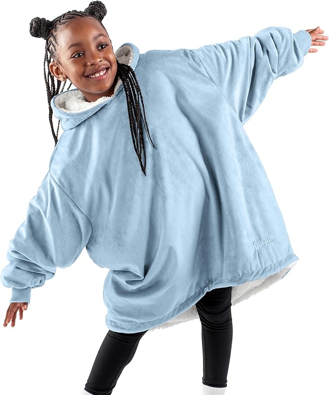 Bare Home Wearable Blanket Hoodie - Soft Plush Sherpa - Warm and Cozy - Oversized Wearable Blanket - Adult & Kid Sizes