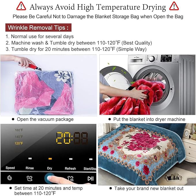 JYK Soft Fleece Bed Blanket King Size, 520GSM 5.7 Pounds - Korean Style 2 Ply Reversible Silky Cozy Plush Warm, Comfy Blanket Microfiber for Autumn, Winter - 83'' x 91'', Blue/Peony/Peony