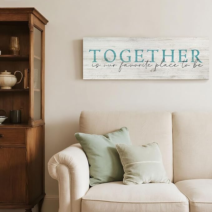 Family Wall Signs Decor Together is Our Favorite Place to Be Inspirational Quotes Wall Plaque Rustic Farmhouse Motivational Canvas Prints Wall Art for Living Room Bedroom Entryway Office Home Decor