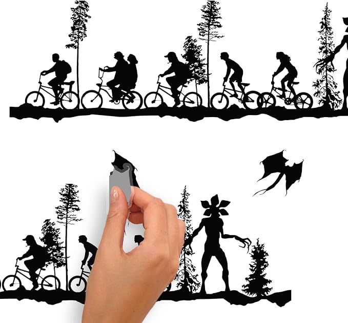 RoomMates RMK5144SCS Stranger Things Forest Scene Peel and Stick Wall Decals , Black