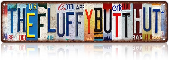 Vintage The Fluffy butt Hut Street Sign Chicken Coop Wall Decor Metal Tin Signs