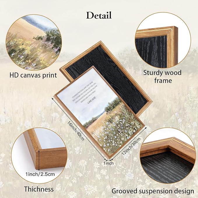 CHDITB Biblical Verses Floral Framed Canvas Wall Art Set Of 3, Inspirational Wall Decor, Scripture Inspired Landscape Painting, Nature Flower Art Prints For Living Room Bedroom Decor (12X16 Inch)