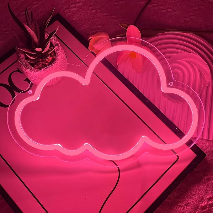 Cloud Neon Sign Cute White Clouds LED Light Sign for Wall,Dimmable USB Floating Clouds Light Up Sign for Living Room Kid Bedroom Nursery Birthday Christmas Wedding Party decor (Pink)