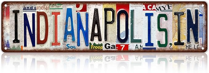 Vintage City Street Sign Indianapolis,IN Wall Decor Metal Tin Signs for Bar Home Bedroom Garage