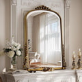 32x24 Beaded Arched Mirror, Bathroom Mirror for Over Sink, Metal Frame Wall Decor for Entryway, Bedroom, Living Room, Gold