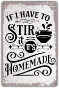 QIONGQI Funny Quote 'If I Have to Stir It, It's Homemade' Metal Tin Sign Wall Decor Retro Kitchen Sign with Sayings for Home Decor Gifts