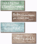 ZONWUTHY 4 Pieces Bible Verses Wall Decor Rustic Wooden Christian Signs Farmhouse Religious Decor for Home Motivational Prayer Wall Art for Living Room Office Bedroom Bathroom(Fresh,10x4)