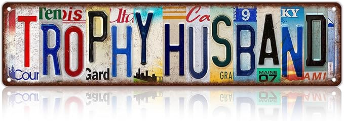 Vintage Trophy Husband Street Sign Wall Decor Metal Tin Signs for Bar Home Bedroom Garage