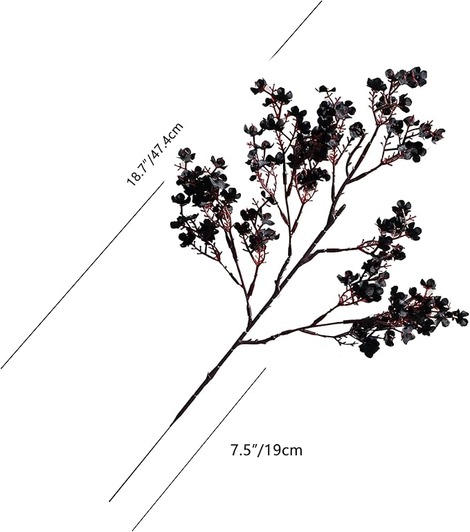 Mandy's Black Artificial Baby’s Breath Flowers 6 Bundles Silk Gypsophila, 18.5 Inch European Style Modern Home Decor Centerpiece, Neutral Wedding Flower Arrangements