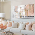 SOUGUAN Canvas Art Gold Wall Decor for Girl Pink Pictures for Living Room Wall Decoration Abstract Wall Art White Modern Painting Pictures 20"x40"