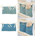 Cinaci 2pcs Cotton Pram Stroller Caddy Baby Crib Hanging Organizers Storage Pockets Nappy Diaper Bags Bedside Pockets for Milk Bottle/Soothing Toys/Wipes (Green Set)