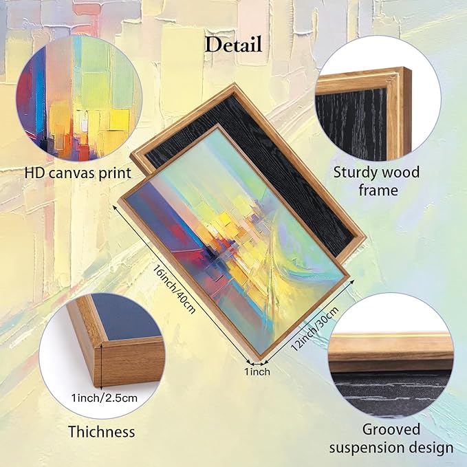 CHDITB Neutral Abstract Framed Canvas Wall Art Set Of 3, Modern Minimalist Wall Decor, Color Block Textured Paintings, Vintage Mid Century Art Prints For Living Room, Hallway, Office Decor -12X16 Inch