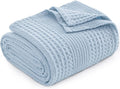 PHF Lightweight Waffle Weave Blanket King Size, Breathable & Ultra Soft, 104"x 90" Soft & Cozy Thin Blanket for All Season & Hot Sleepers, Bed, Home Decor - Sky Blue