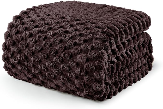 Exclusivo Mezcla Fleece Queen Blanket for Bed, Extra Large Fuzzy Coffee Bed Blankets, Soft Cozy Plush Sofa Throws for All Seasons, 90x90 Inches