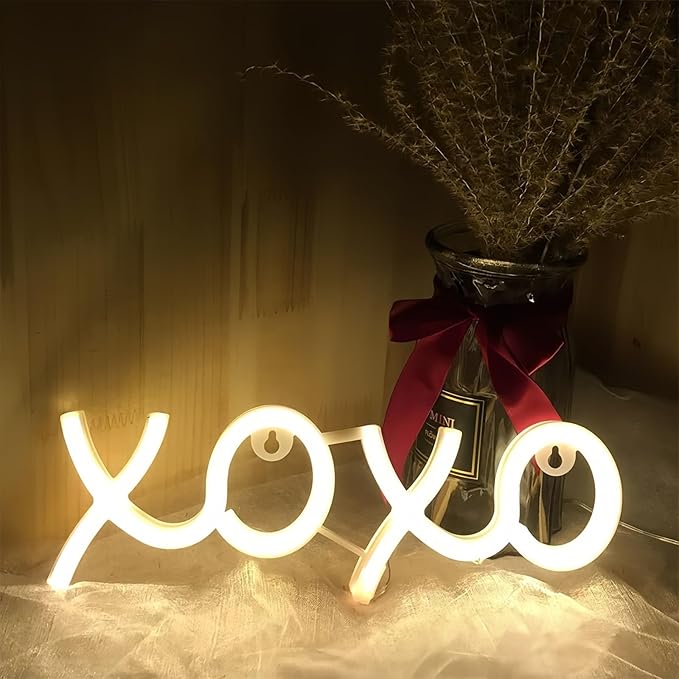 Ulalaza Neon Light Sign LED XOXO Night Lights USB Operated Decorative Marquee Sign Bar Pub Store Club Garage Home Party Decor