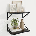 Axeman Deep Floating Shelves | 16 Inch Black Wall Shelves Set of 2 | 10 Inch Deep Wood Floating Shelves for Wall | 16" W x 10" D Black Shelves for Living Room Bathroom Kitchen