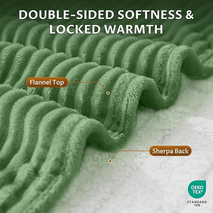 Reaks Electric Heated Blanket Full Size, Silky Soft Flannel & Sherpa Heating Blanket with 9 Heat Levels & 2-10 Hours Auto Off, Warm Gifts for Women Mom Grandma, ETL Certified (72x84 inches, Green)