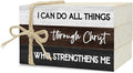 Decorative Books for Home Decor, Wood Book Stack for Table Decor, I Can Do All Things Through Christ Who Strengthens Me Decoration Books for Office Shelf, Farmhouse Stacked Books Decoration (L71)
