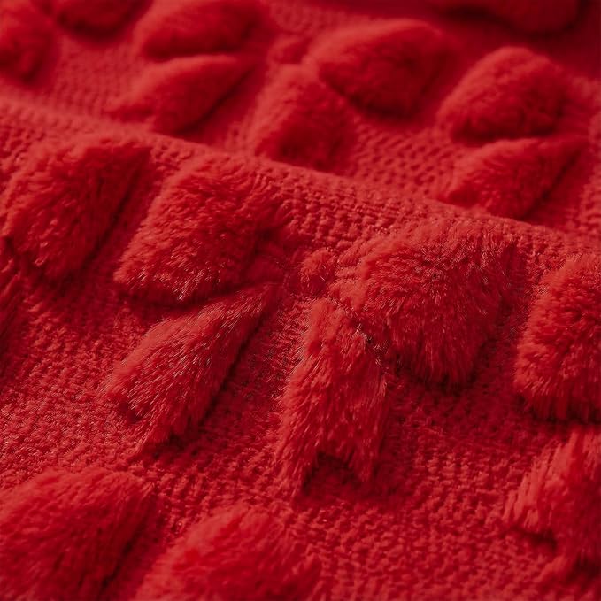 Horaldaily Valentine Bow Blanket Throw, Red Bow Soft Fuzzy Plush Faux Fur Cozy Blankets for Couch Sofa Bed Lounging, Ideal Gifts for Kids Adults Wife Self, 50x60