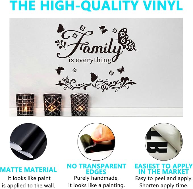 Motivational Home Wall Decals for Bedroom: Family Inspirational Quotes Vinyl Art Wall Stickers for Living Room Kitchen Apartment Bathroom - Family is Everything 24" X 20"