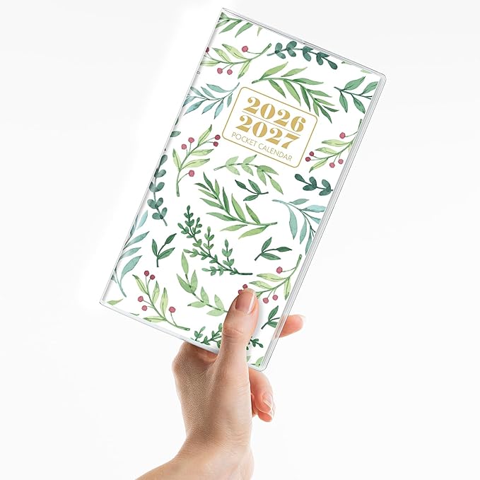 Pocket Calendar 2026-2027, Green Monthly Planner 2026-2027 - 3.7" x 6.7" - Runs from January 2026 Until December 2027, 2026 Pocket Calendar with PVC Cover for Organizing & Planning