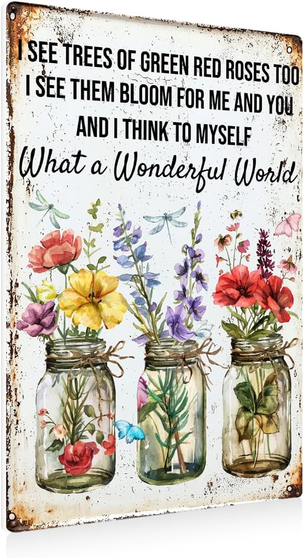 Funny Garden Plant Flower Metal Tin Sign Outside Yard Art Decor - Humorous Gardening Gift for Women Enthusiasts, 12" x 8"
