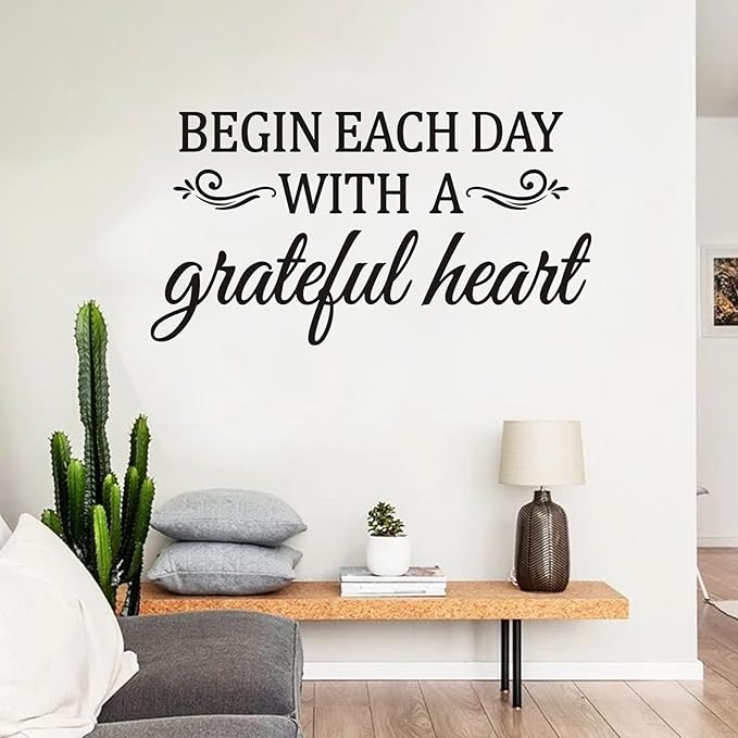 Inspirational Home Quotes Wall Decals: Family Vinyl Art Wall Stickers for Living Room Kitchen - Begin Each Day 36.2" X 19"