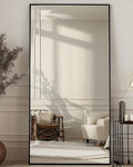 Antok Full Length Mirror, 76"x34" Floor Mirror with Stand, Hanging Mounted Mirrors for Bedroom, Living Room, Cloakroom, Dining Room, Black, Rect